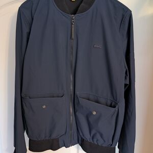 Lacoste Blue Bomber Jacket with Ribbed Hem
